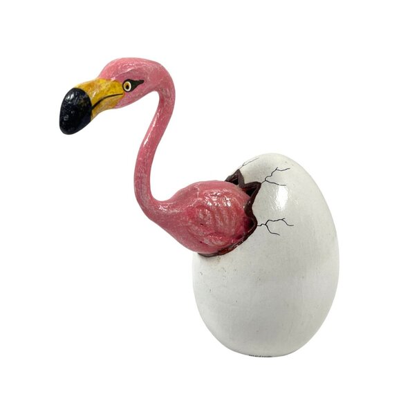 Mexico Pink Flamingo Chick Bird Hatching Egg Bustamante Style Collectible VTG - Picture 1 of 7